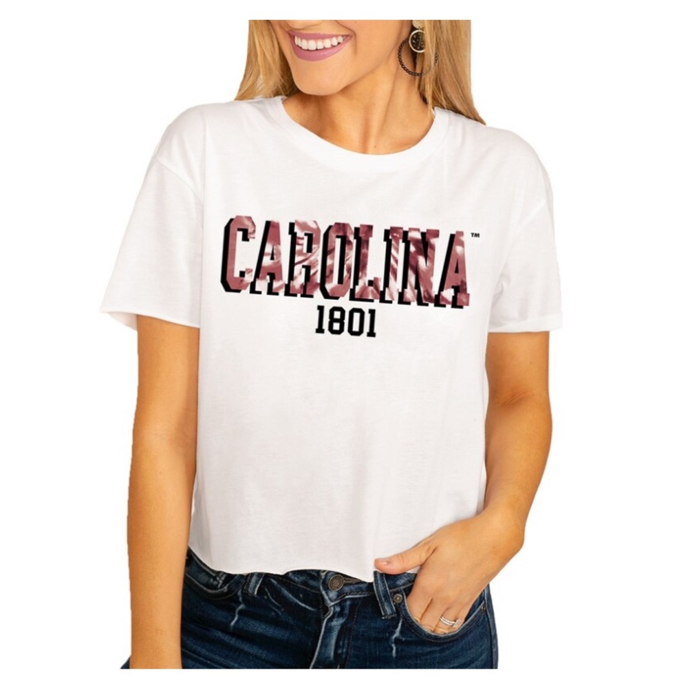South Carolina Gamecocks No Time to Tie Dye Crop T-Shirt, Size S